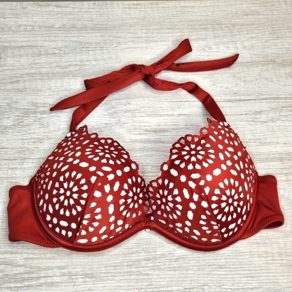 Shade & Shore Laser Cut-Out Padded Push-Up Burnt Orange Bikini Bra Top Size 36B - Picture 2 of 12